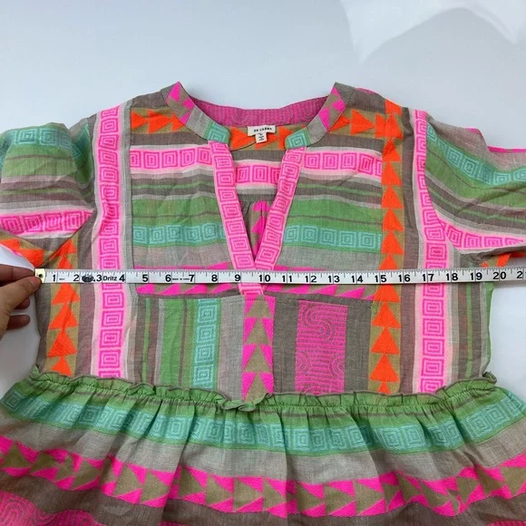 En Crème Multicolor Aztec Long Sleeve Dress N226-43 - Picture 8 of 9